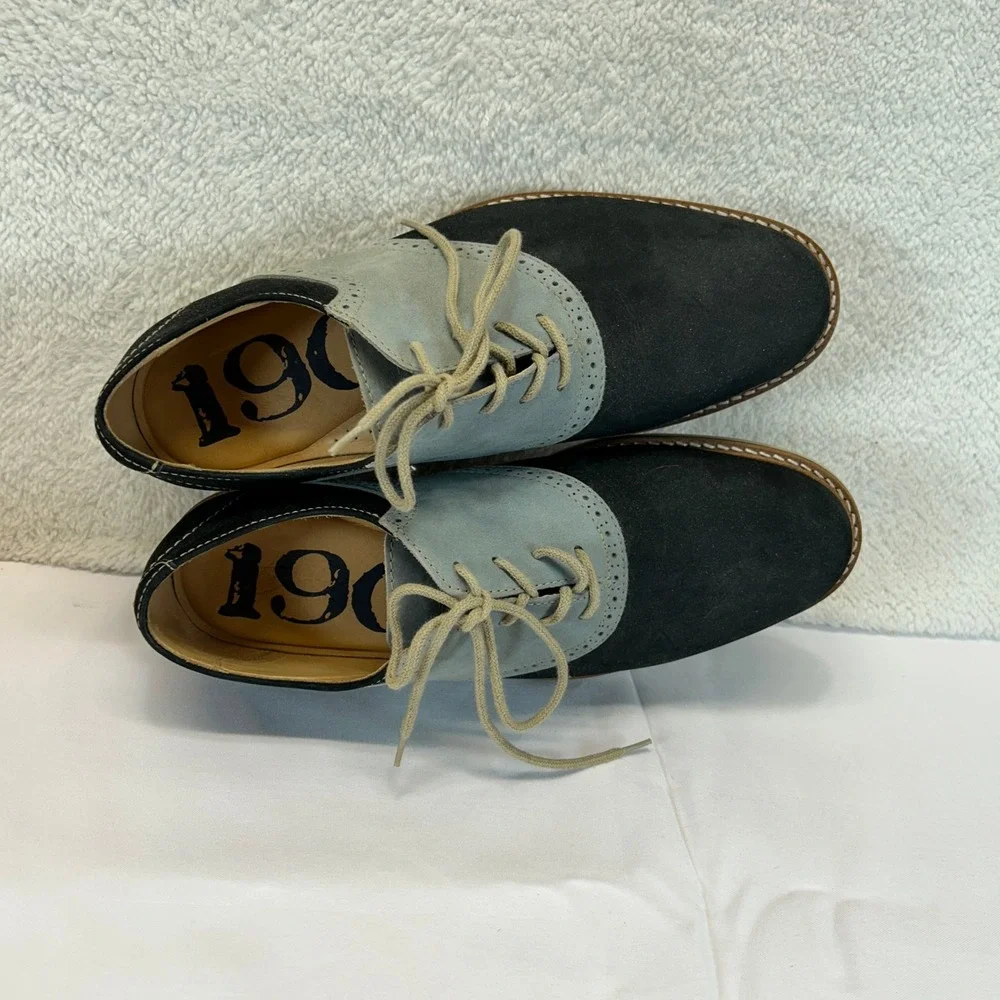 1901 Saddle Up Mens 9.5 M Navy Light Blue Suede Oxford Shoes M23109